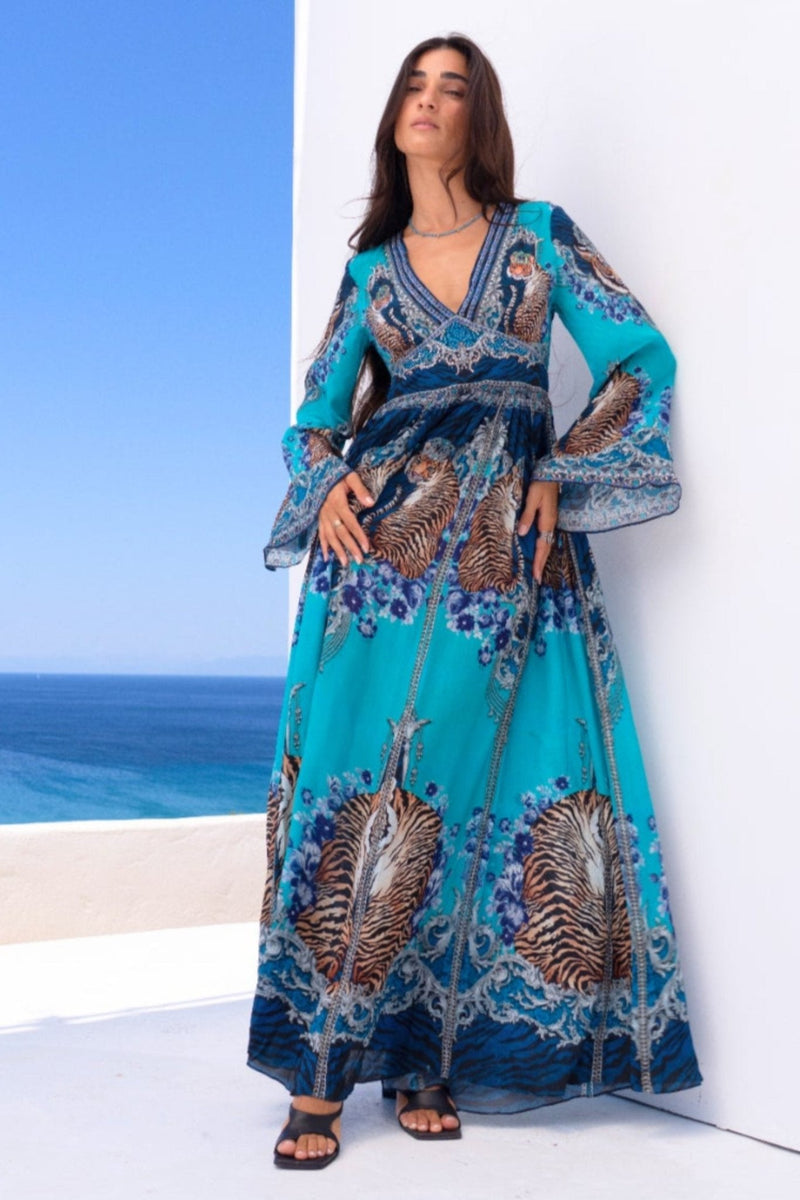 Tigress Halter Maxi Dress Multi