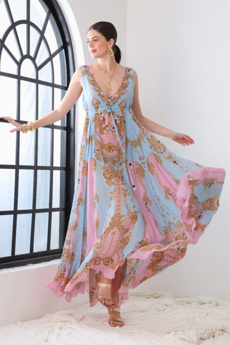 knee length dresses for ladies Sunday Dawn Strapless Maxi Dress Floral Pink main image 1