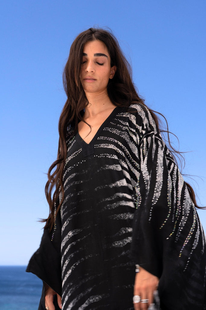 AEGEAN NIGHTS V NECK MAXI KAFTAN - Czarina