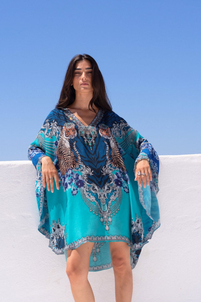 BLUE TIGRESS KAFTAN DRESS - Czarina