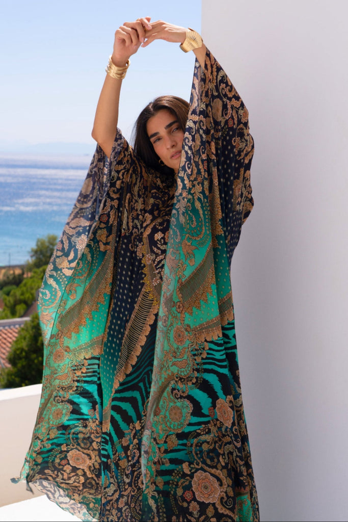 EMERALD EMPRESS HI - NECK MAXI KAFTAN - Czarina