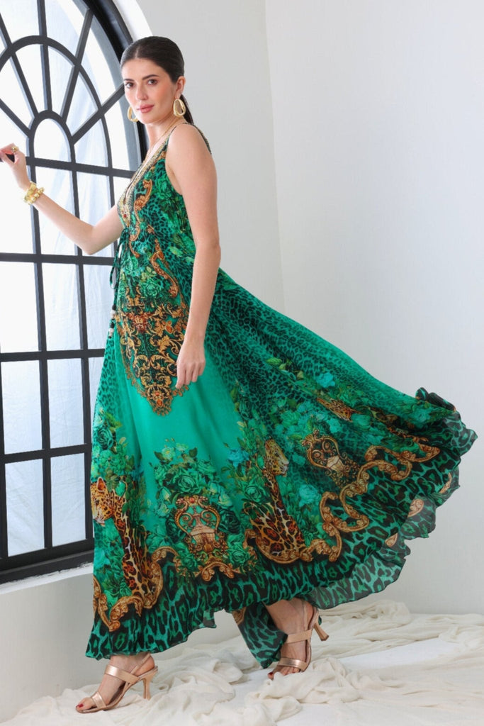 EMERALD LEOPARDESS MAXI DRESS - Czarina