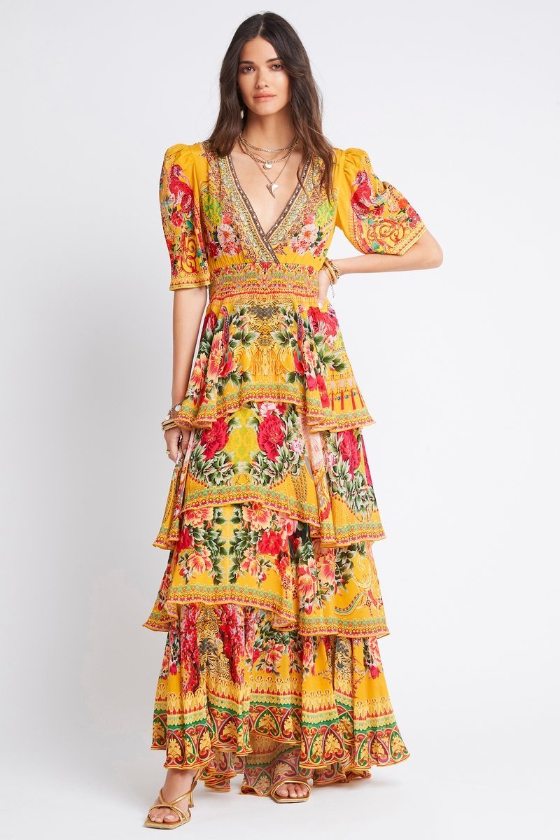 cross over maxi dress Yellow Cross Over Maxi Dress ban.do