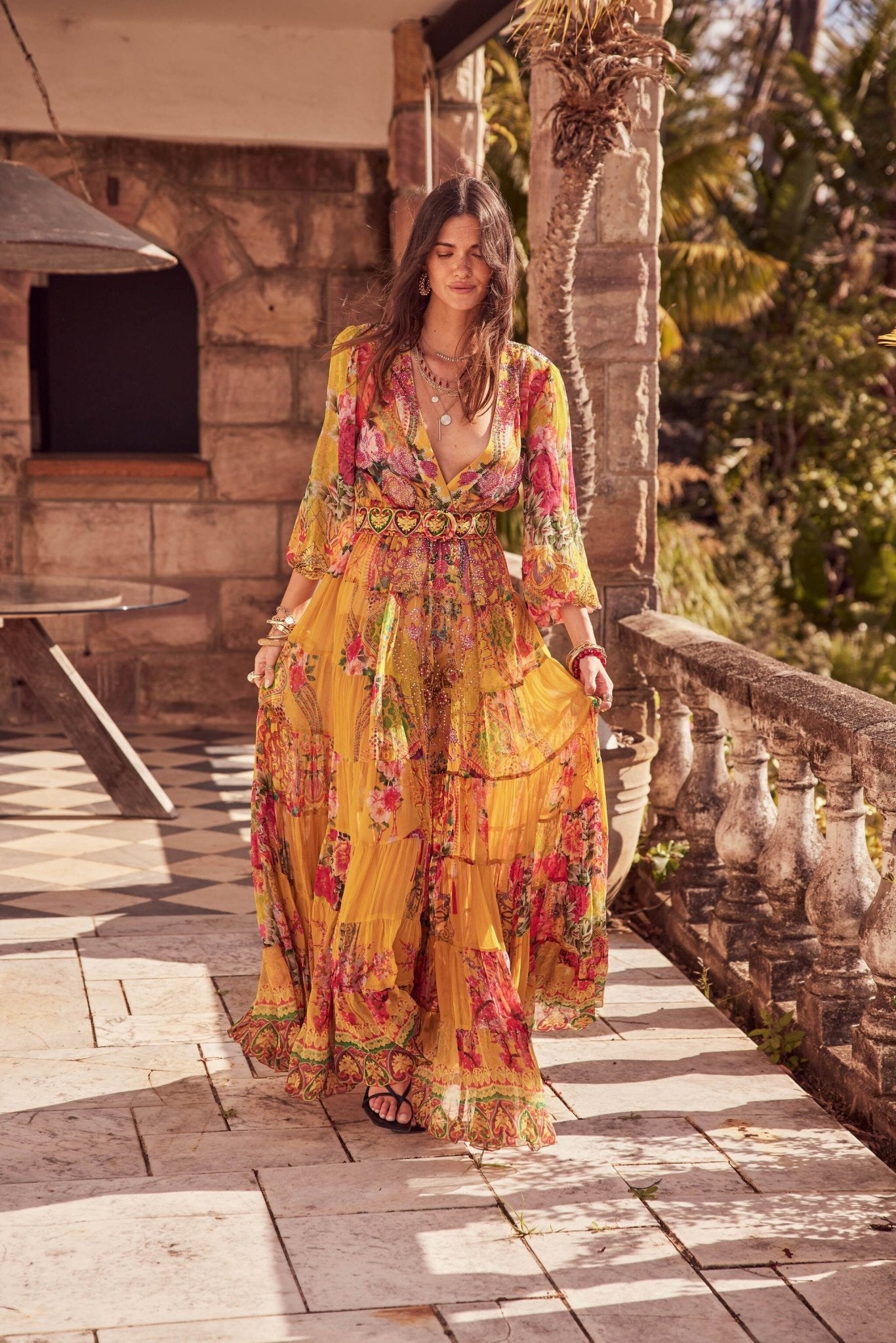 ENDLESS SUMMER V NK SHIRRED MAXI DRESS – Czarina USA
