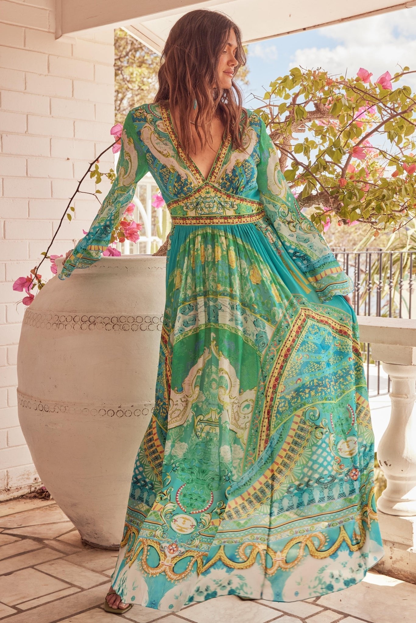 Isle Of Dreams Maxi Dress w Flare Sleeves – Czarina USA