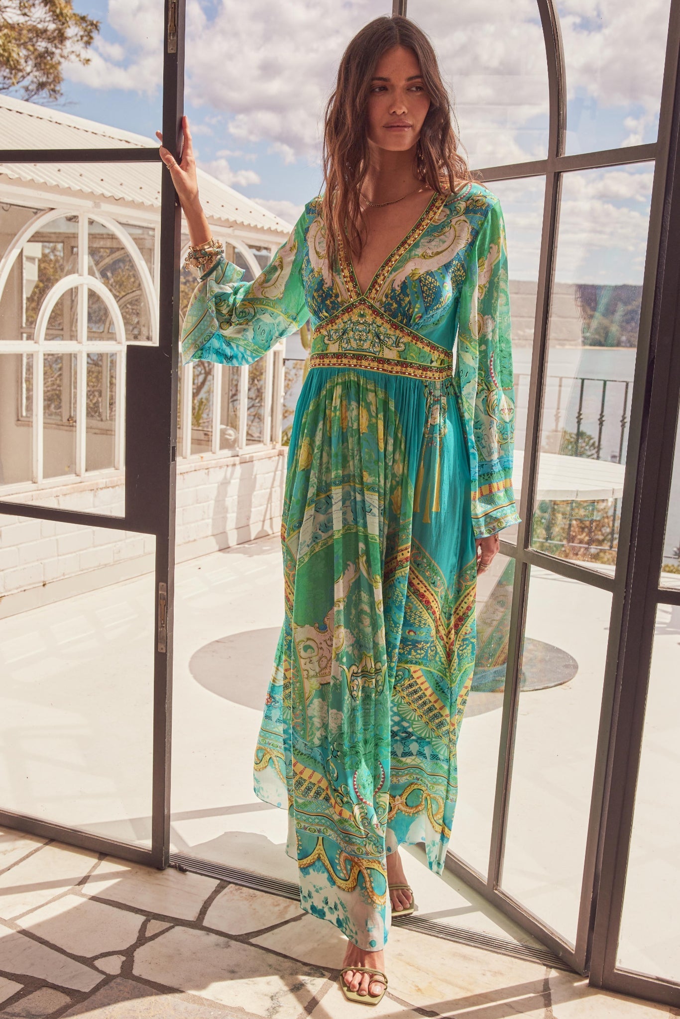 Isle Of Dreams Maxi Dress w Flare Sleeves – Czarina USA