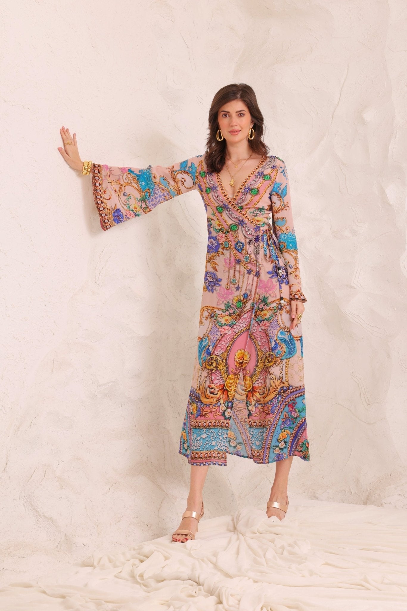 long sleeve peacock dress Peacock Dreams Wrap Dress – Czarina USA