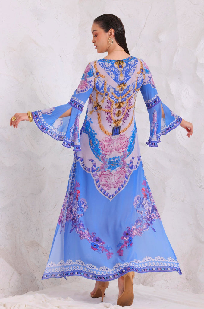 PURPLE PEARLS MAXI DRESS W SLEEVES - Czarina