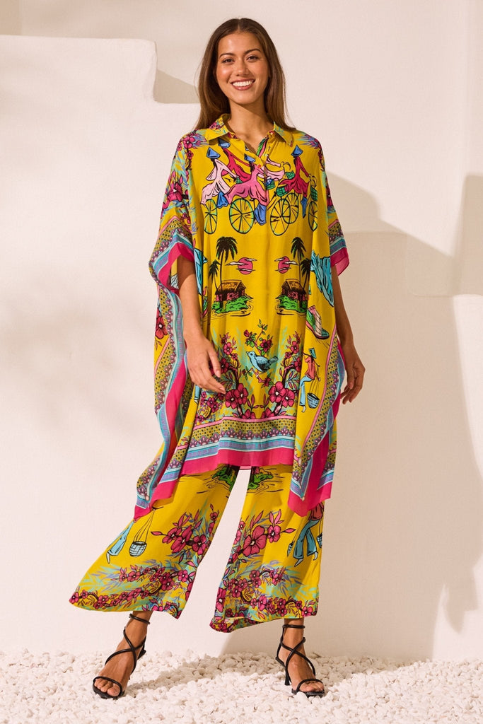 Saigon Sunsets Midi Collar Kaftan - Czarina