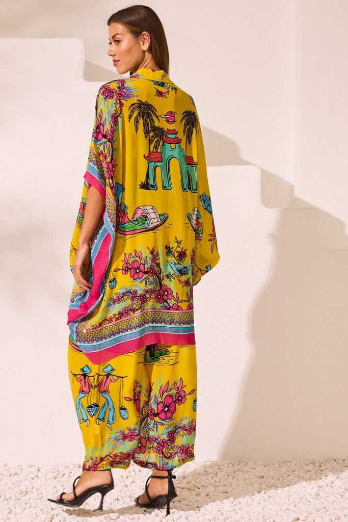 Saigon Sunsets Midi Collar Kaftan - Czarina