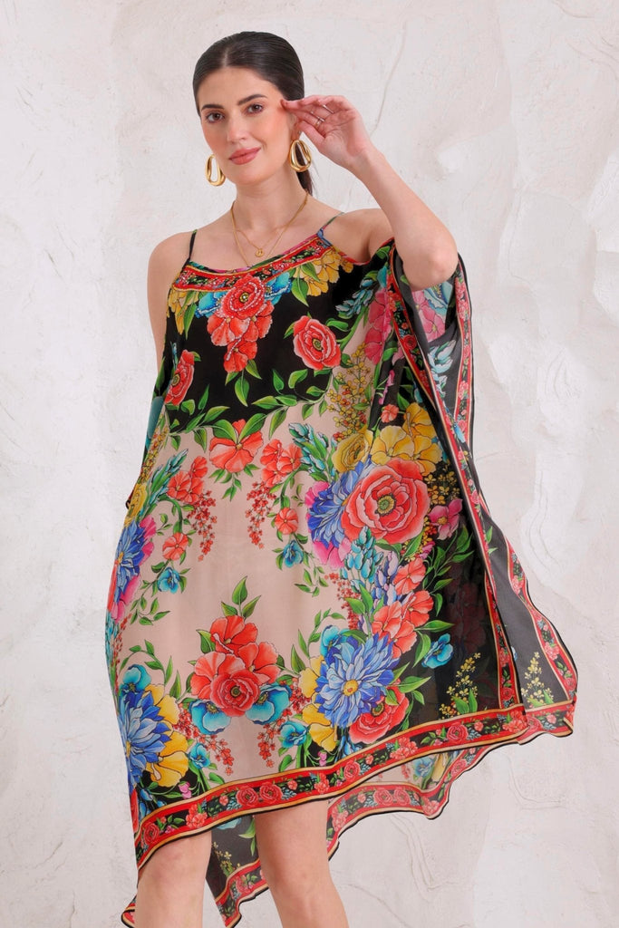 Spanish Flowers C - S Shoulder Kaftan - Czarina