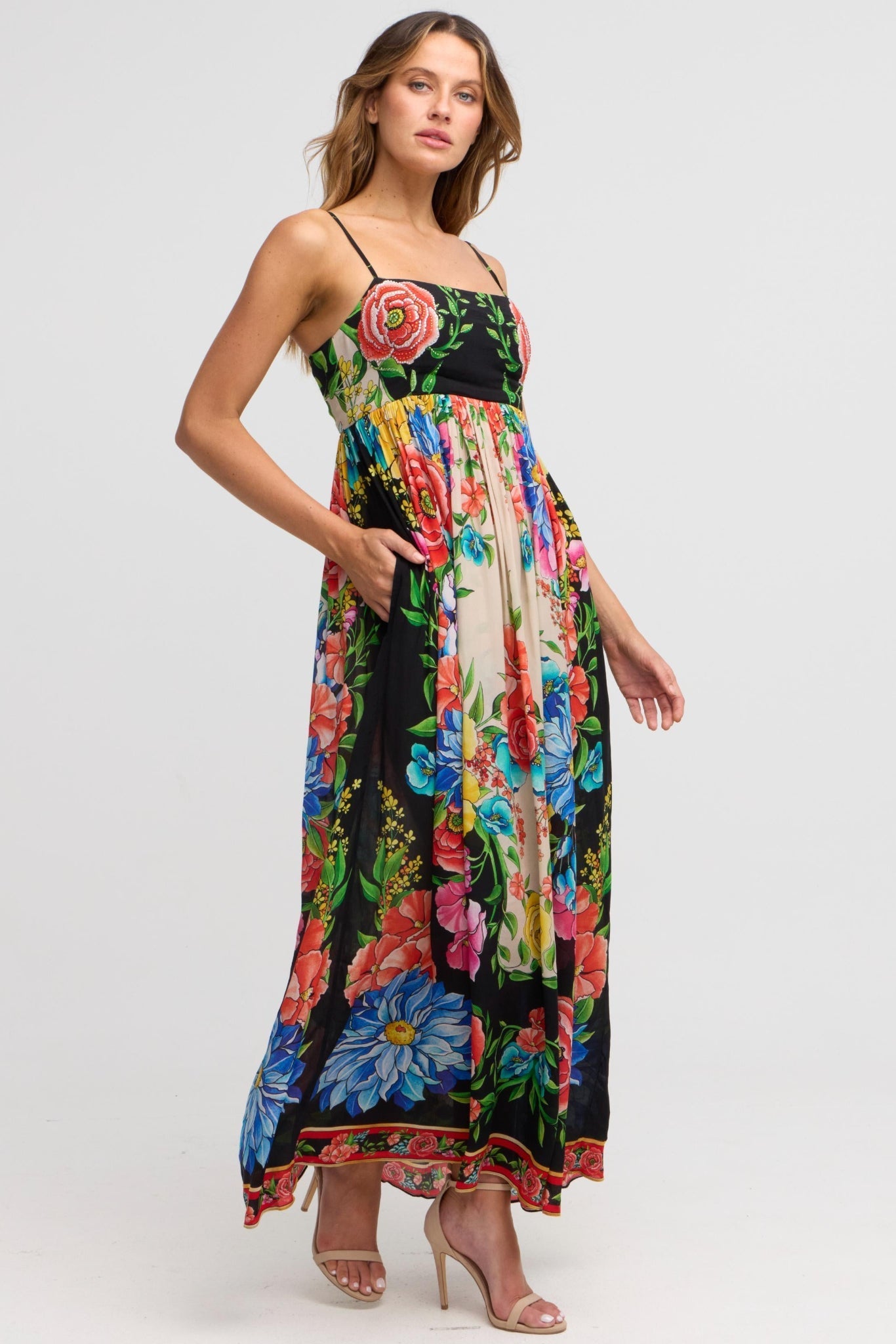 Spanish Flowers S-S Midi Dress – Czarina USA