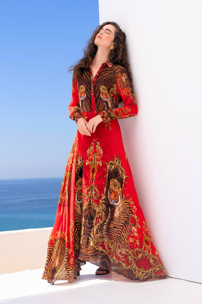 TALES OF THE TIGRESS COLLARED MAXI DRESS (PRE - ORDER) - Czarina