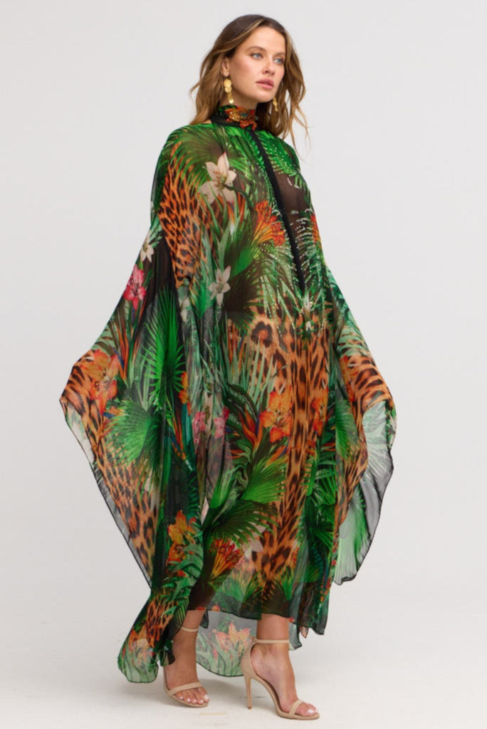 Tropical Temptation HIgh - neck Maxi Kaftan - Czarina