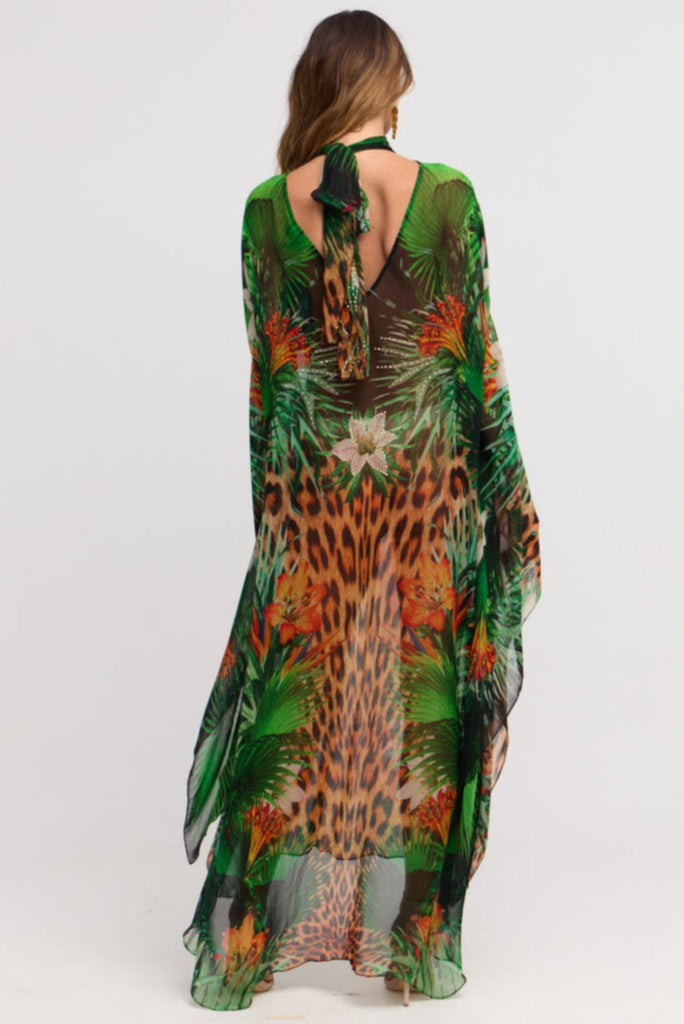 Tropical Temptation HIgh - neck Maxi Kaftan - Czarina