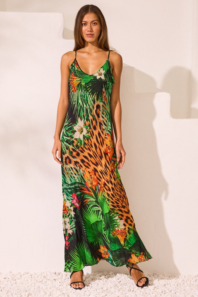 Tropical Temptation V neck Slip Dress - Czarina