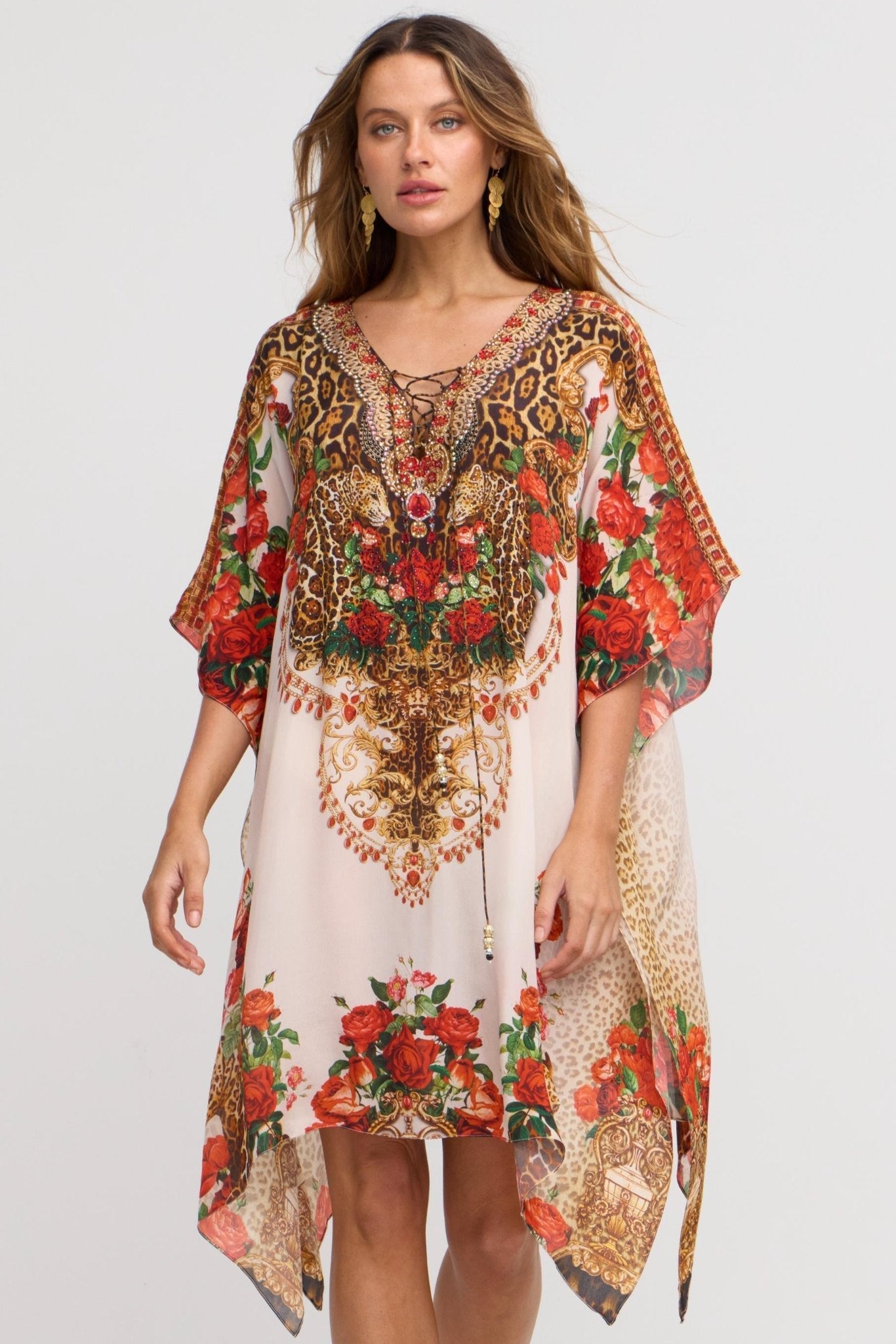 White Leopardess Short Kaftan