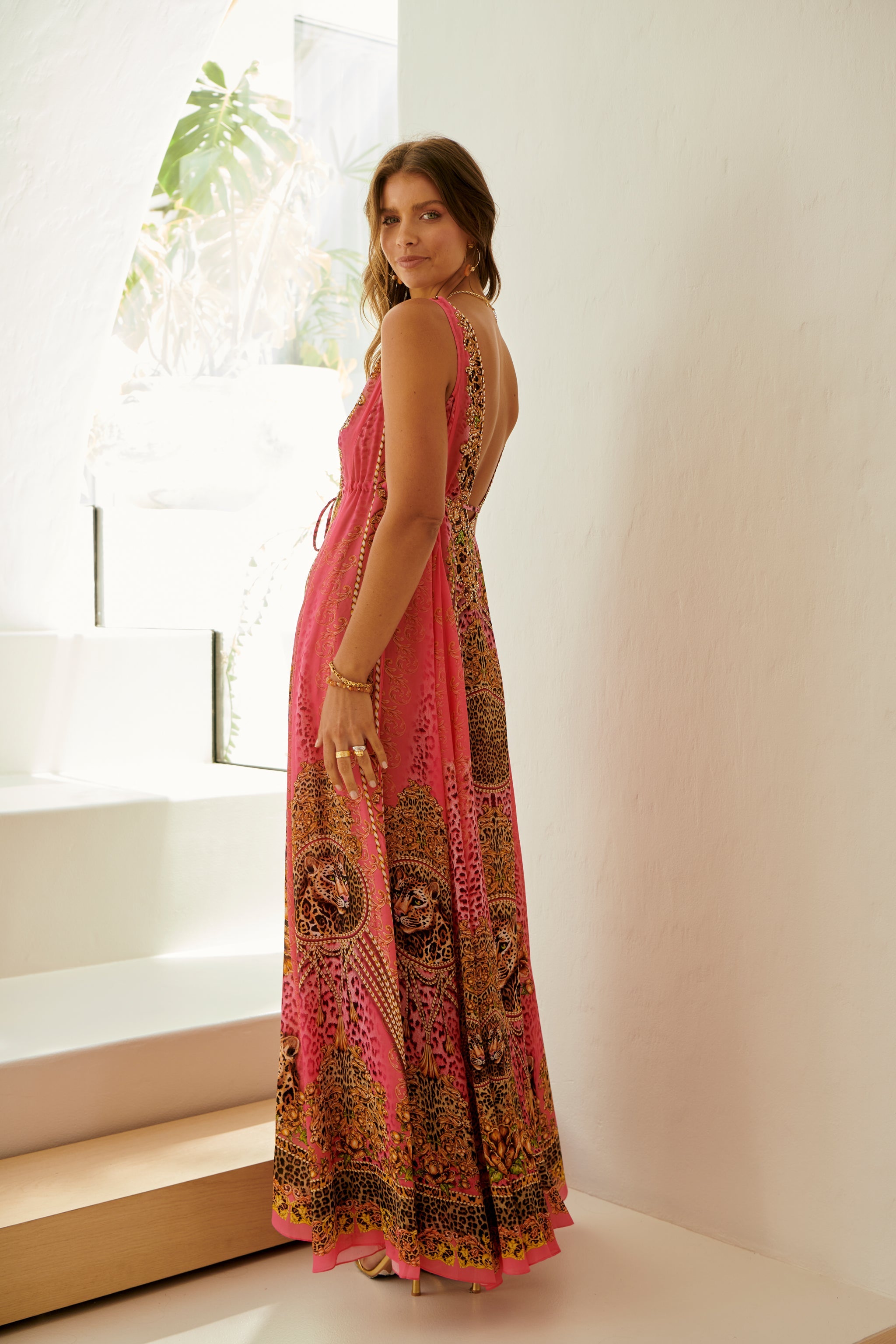 pink leopard maxi dress PINK LEOPARD MAXI DRESS – Czarina USA