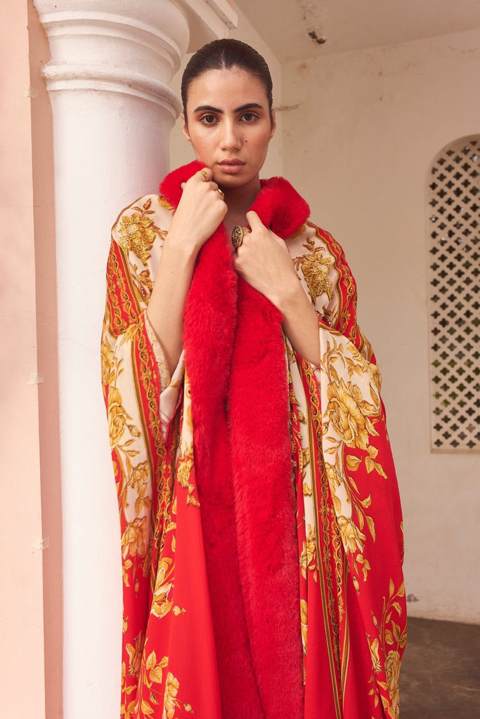 A NIGHT IN SHANGHAI LONG ROBE W FUR - Czarina