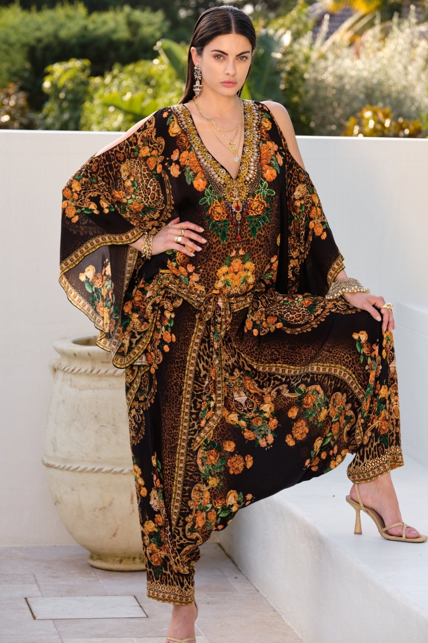 BLACK LEOPARDESS KAFTAN DRESS – Czarina USA