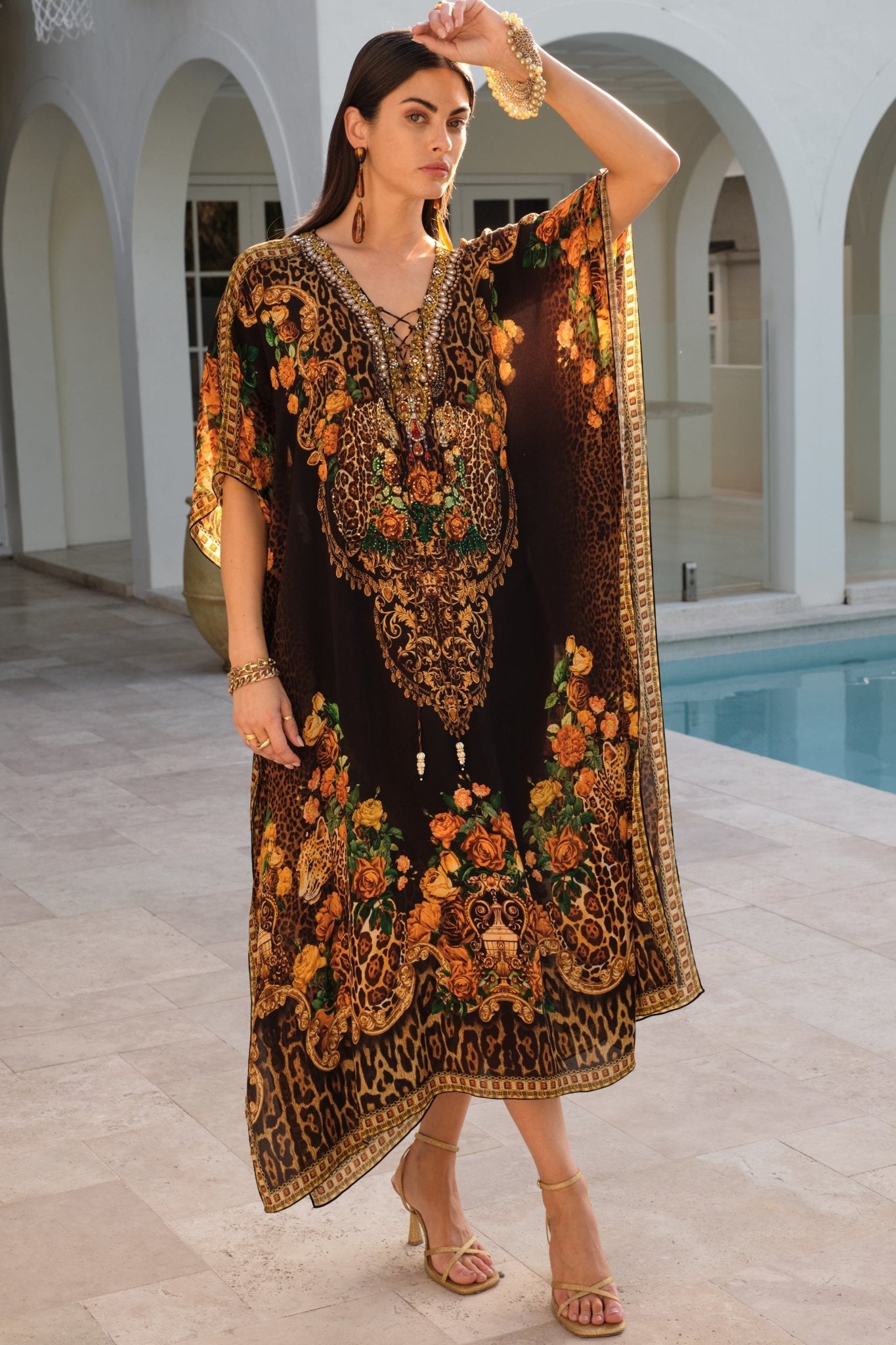 BLACK LEOPARDESS MEDIUM KAFTAN Czarina USA BLACK LEOPARDESS MEDIUM KAFTAN Czarina USA