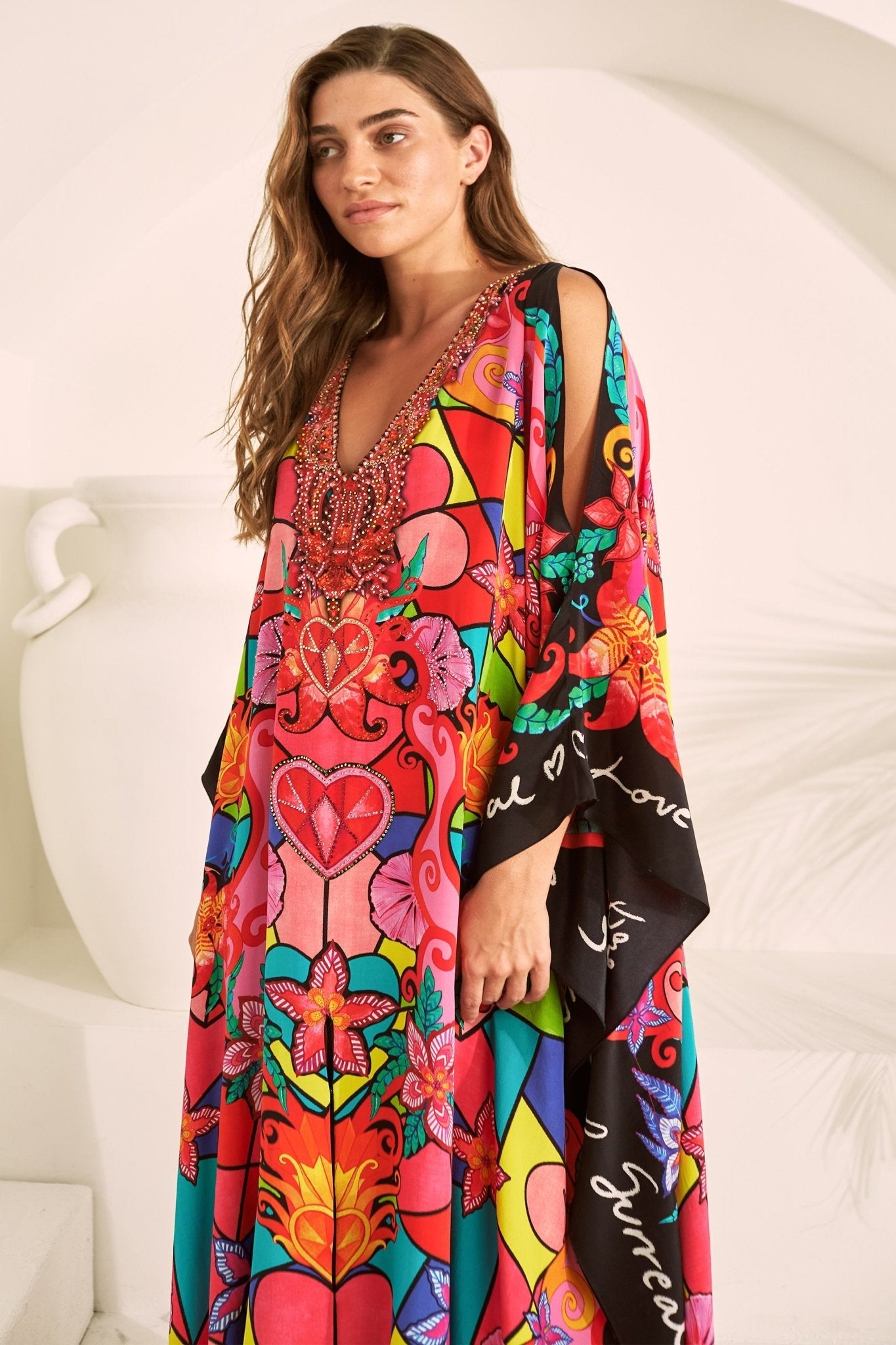 DREAMY CUPID 100% SILK BIG WIDTH KAFTAN – Czarina USA