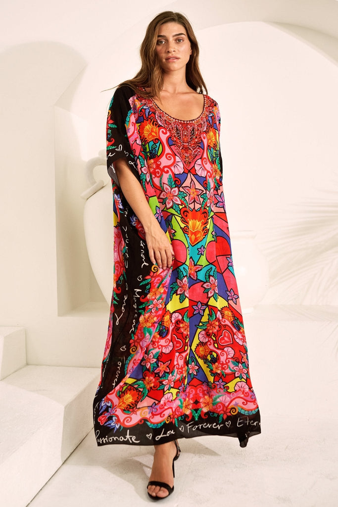DREAMY CUPID ROUND NECK LONG KAFTAN - Czarina