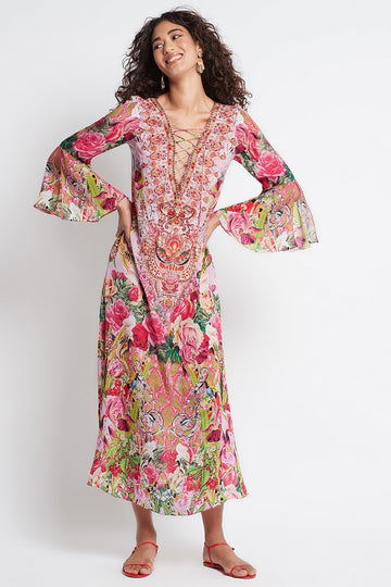 Every Flower Blossoms Maxi Dress W Sleeves - Czarina