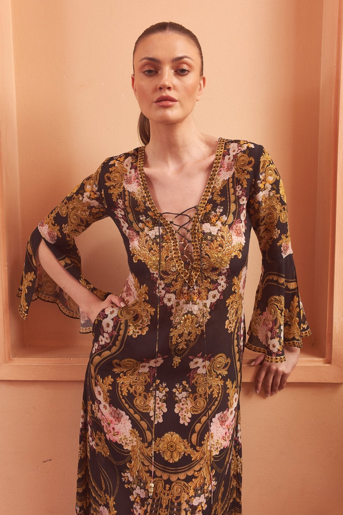 GOLDEN GIRL MAXI DRESS W SLEEVES - Czarina