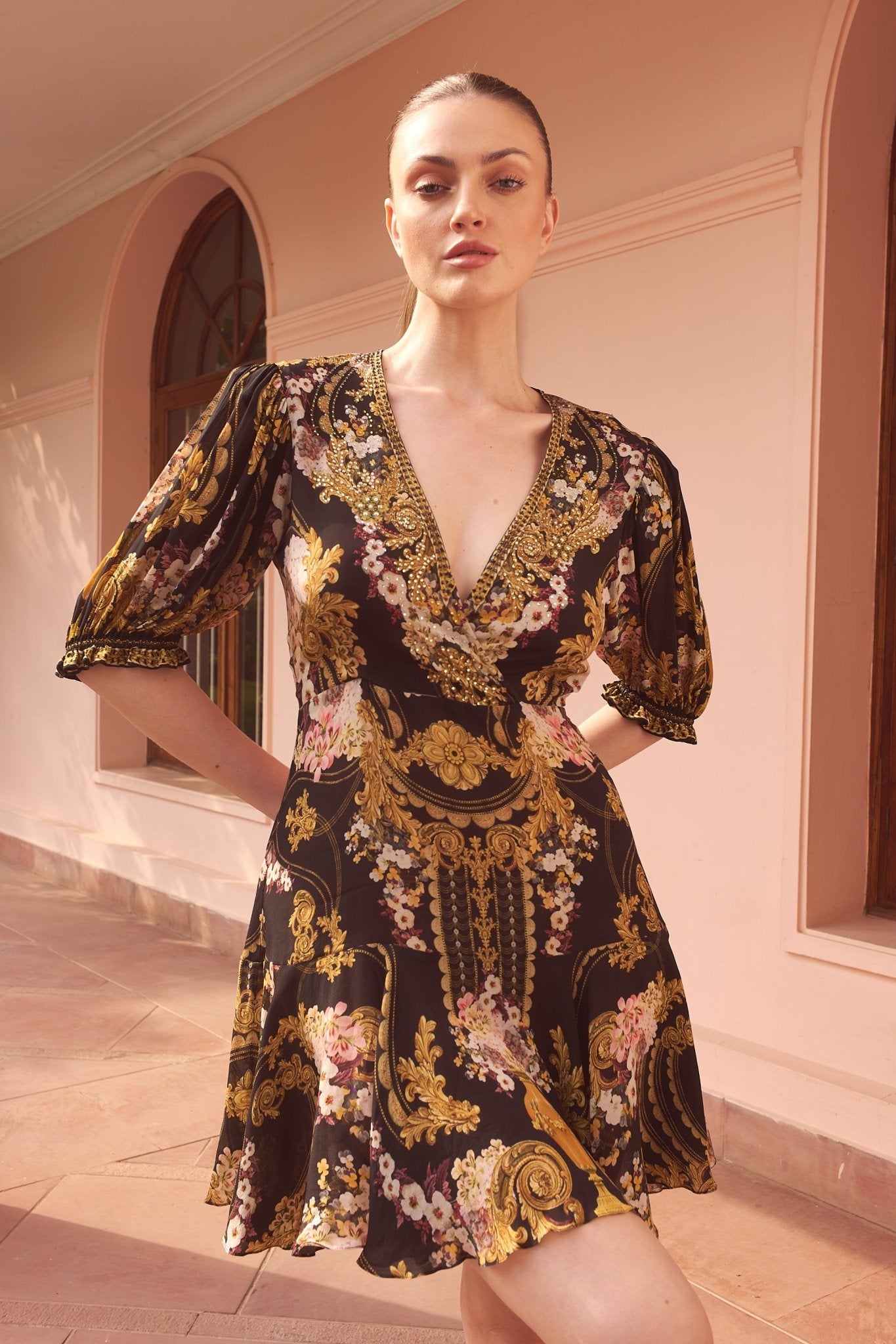 golden gal dress Golden Girl Rhinestone Midi Metallic Dress  Angel Brinks
