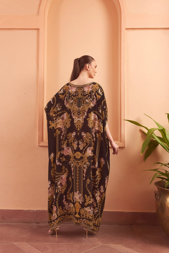 GOLDEN GIRL ROUND NECK LONG KAFTAN - Czarina