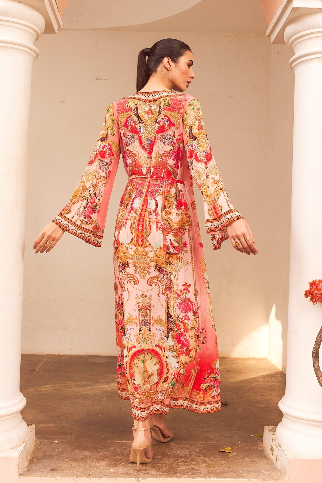 enchanted castle midi dress pink PINK CASTLE WRAP DRESS – Czarina USA