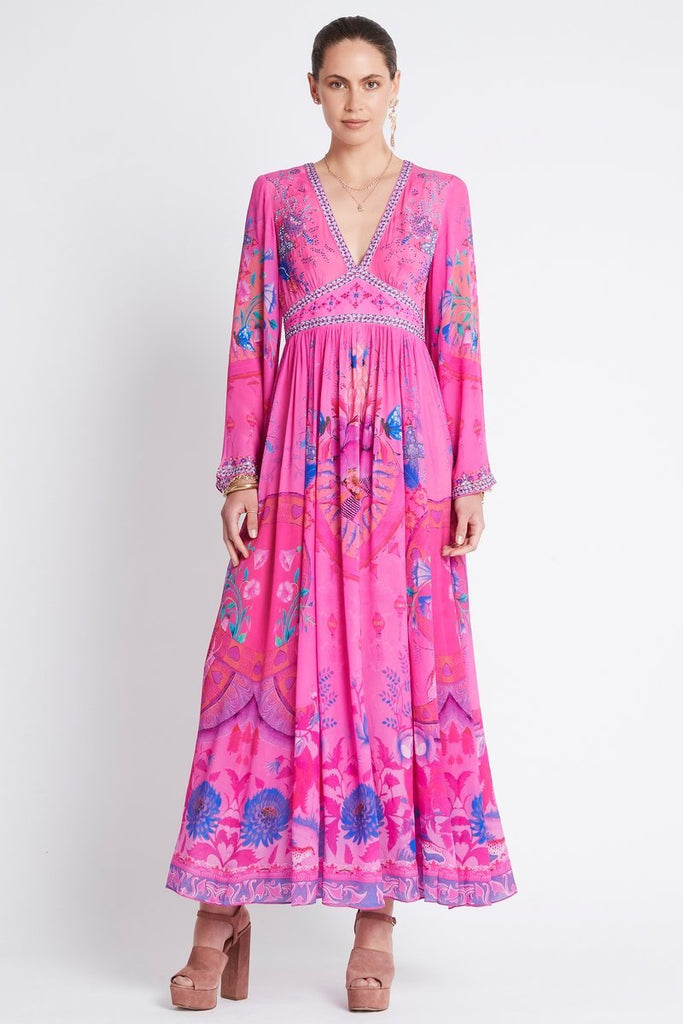 PINK FEELING MAXI DRESS W FITTED WAIST - Czarina