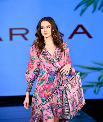 PINK RADIANCE HI LOW WRAP DRESS W SLEEVES - PRE ORDER - Czarina