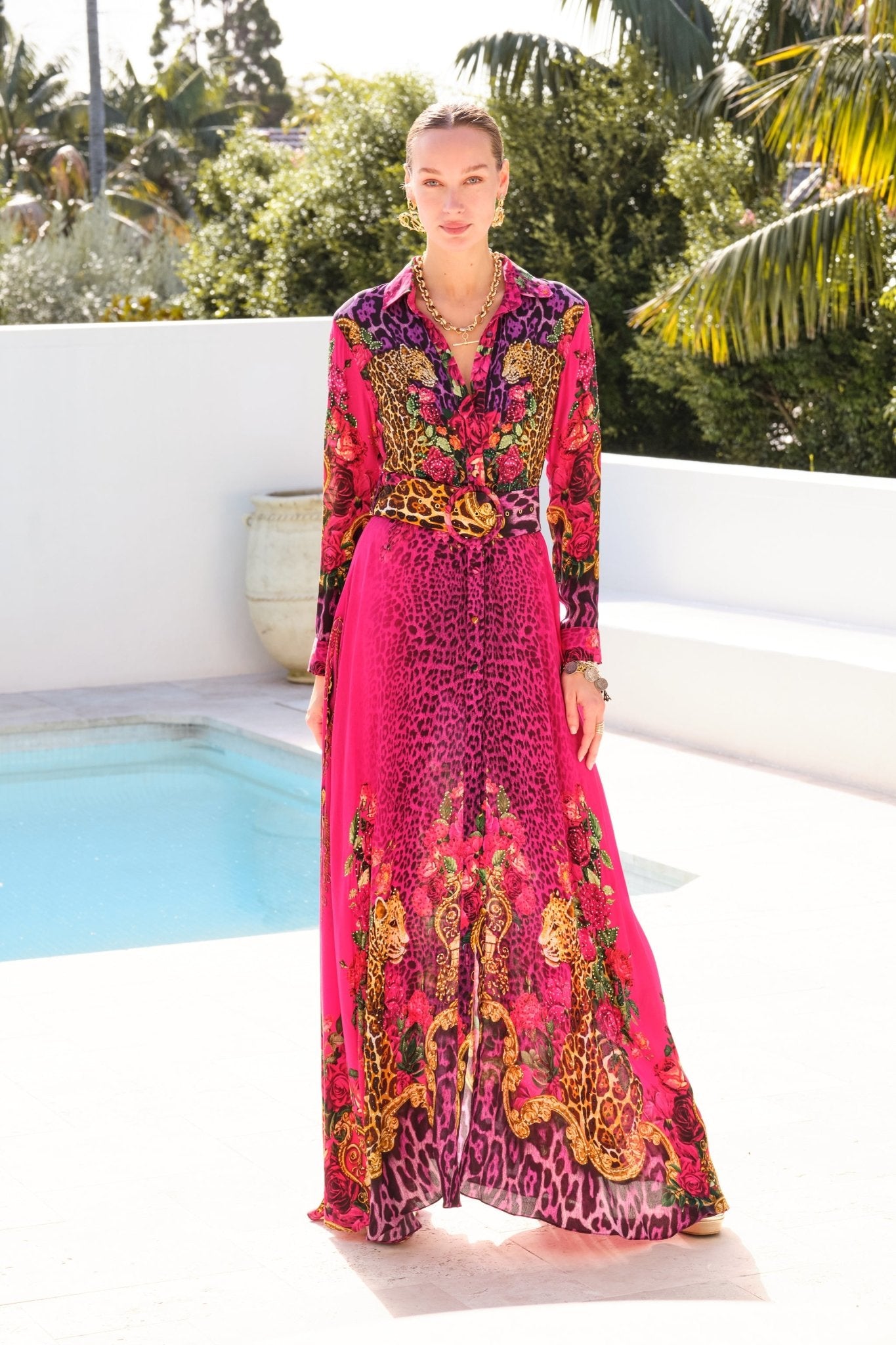 PURPLE PRINCESS COLLARED MAXI DRESS