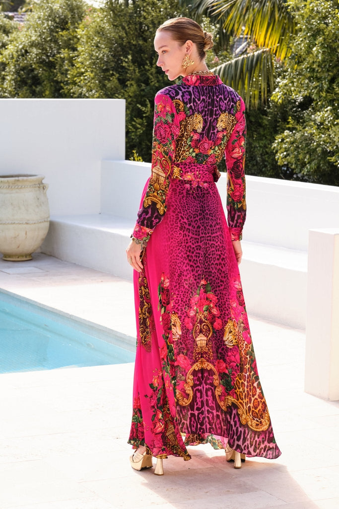 PURPLE PRINCESS COLLARED MAXI DRESS - Czarina