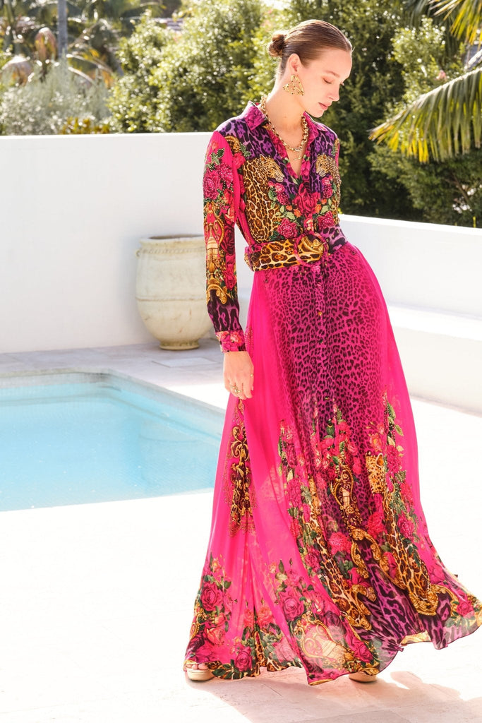 PURPLE PRINCESS COLLARED MAXI DRESS - Czarina