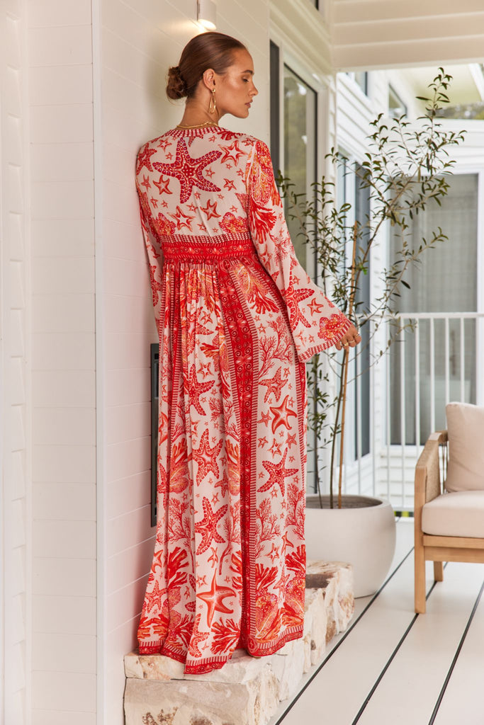 RED CHRISTMAS DRESS W FITTED WAIST - Czarina