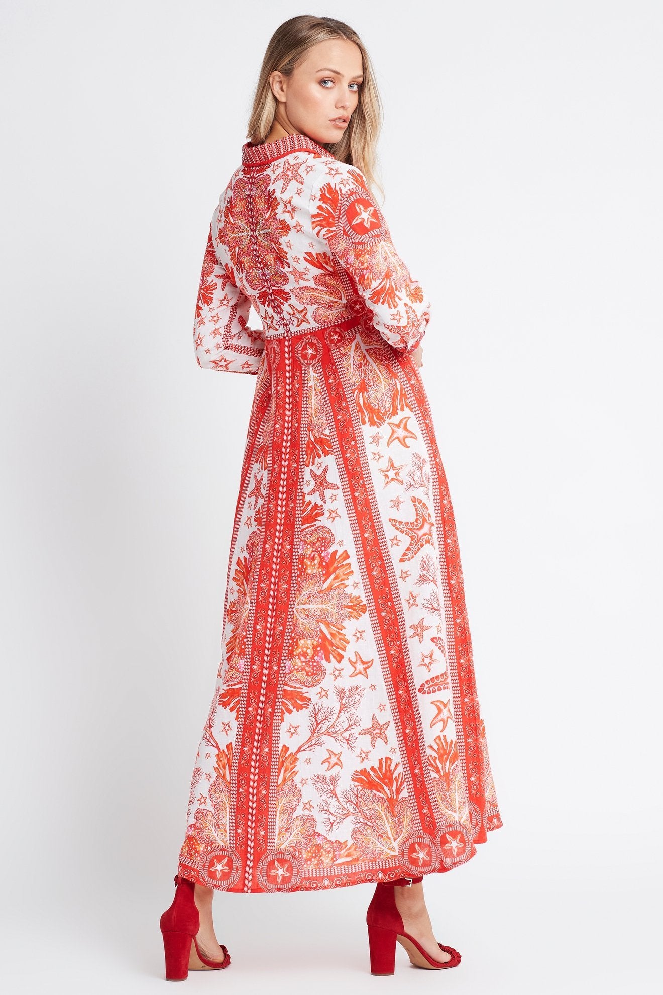 white christmas dresses RED CHRISTMAS LINEN DRESS – Czarina USA